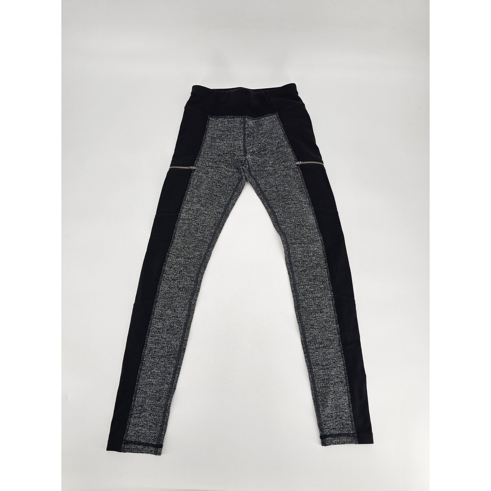 Athleta Girl Gray Herringbone Black/Gray Leggings Size XS 6